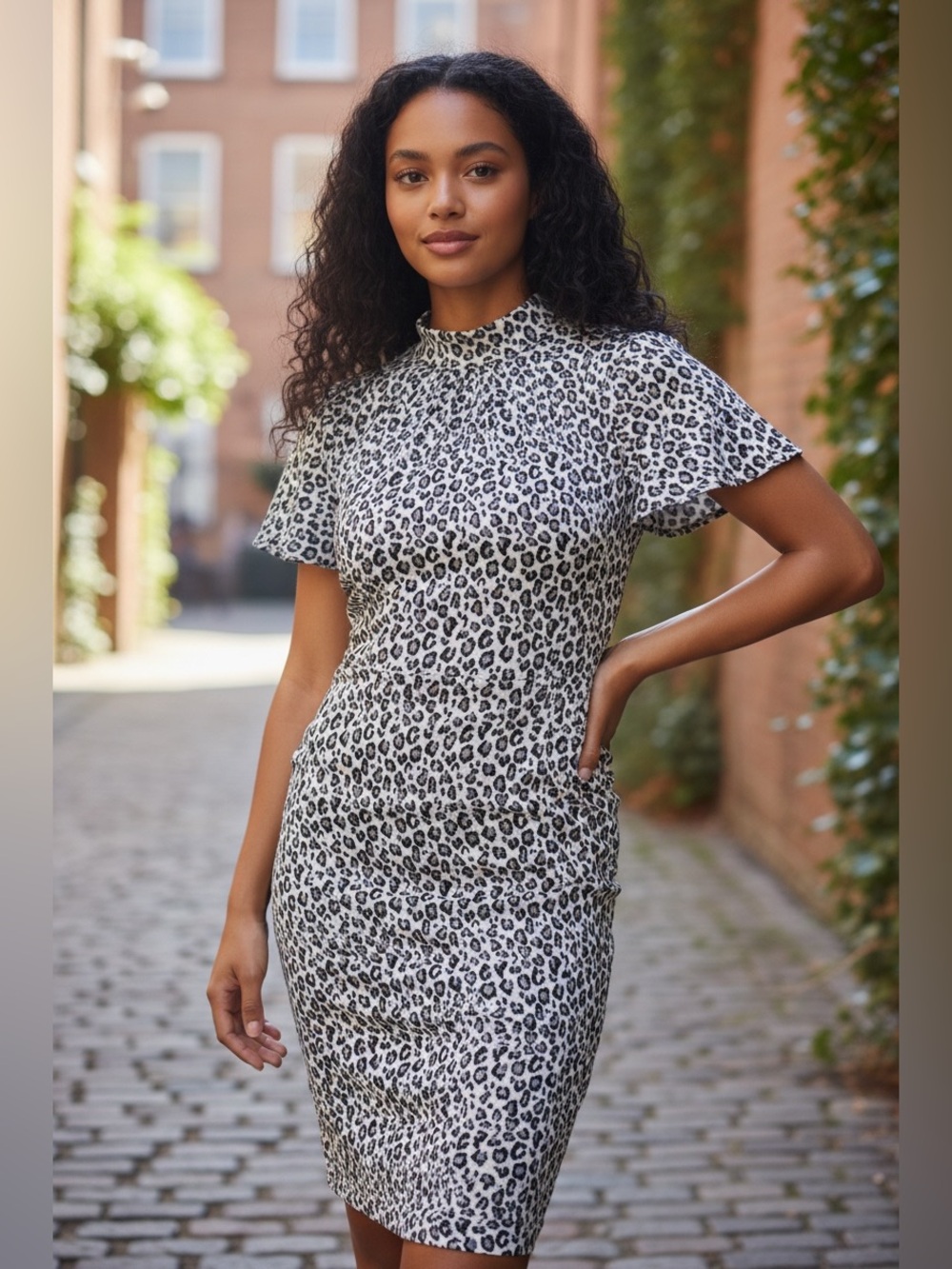 Calvin Klein Black and White Animal Print Dress